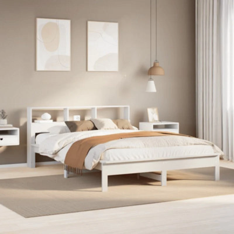 Image of Vidaxl Bed Frame Without Mattress White 140X190 Cm Solid Wood Pine