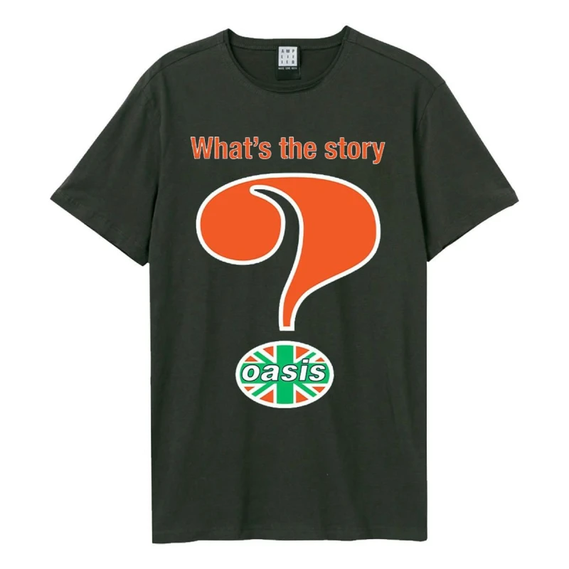 Image of Amplified Amplified Men Union Jack Question Mark Oasis T-Shirt in Charcoal Size: Small Charcoal S Male 5063470544950