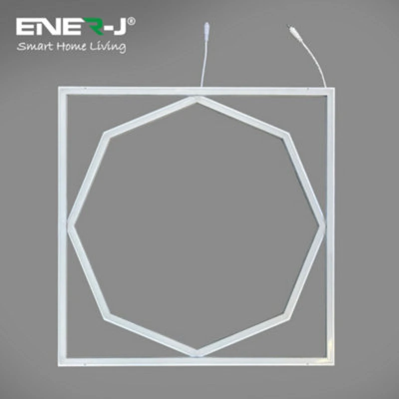 Image of Ener-J 60X60Cm LED Frame Panel Light With Hexagon Inner Lights - 40W, Cool White (6500K)
