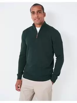 Image of Crew Clothing Classic Half Zip Knit, Green Size M Men