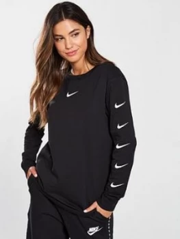 Image of Nike Sportswear Swoosh Long Sleeve Top Black Size L Women