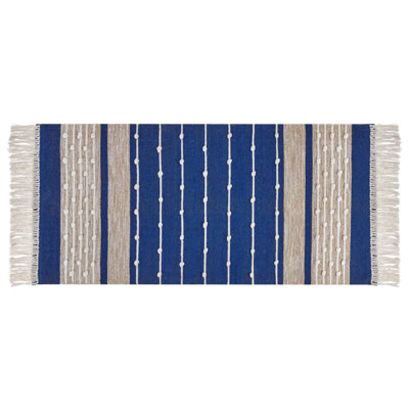 Image of Beliani Rug Kondhali Blue 80 X 150 Cm Cotton