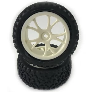 Image of Fastrax 1/10Th Mounted Cuboid Buggy Front Tyres White 10-Sp