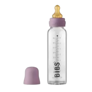 image of BIBS Baby Glass Bottle Complete Set Latex Mauve 225 ml