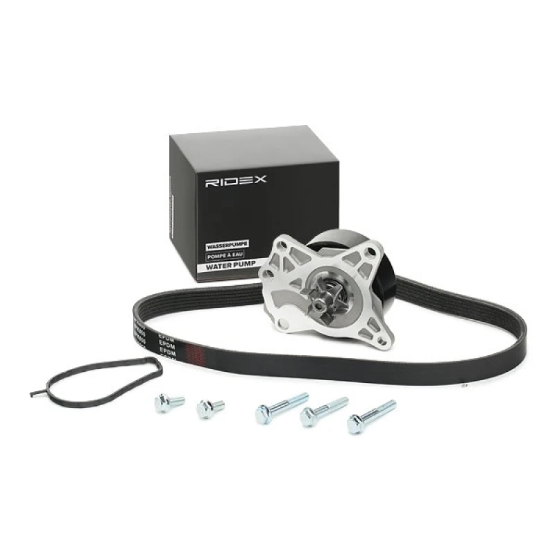 Image of RIDEX 4172P0058 Water Pump + V-Ribbed Belt Kit Water Pump + V-Ribbed Belt Kit (4172)