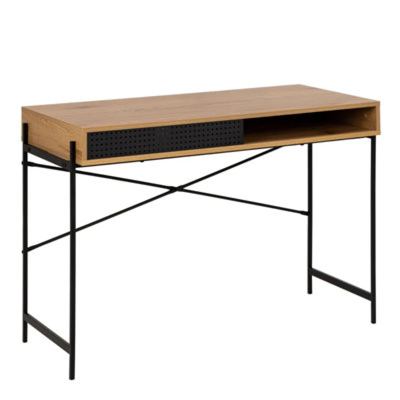 Image of Furniture To Go Angus Office Desk With Sliding Door In Oak & Black