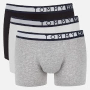 Image of Tommy Hilfiger Mens 3 Pack Trunk Boxer Shorts - Black/White/Grey Heather - L