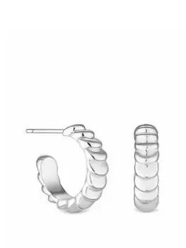 Image of Inicio Silver Plated Recycled Textured Hoop Earrings Gift Pouch