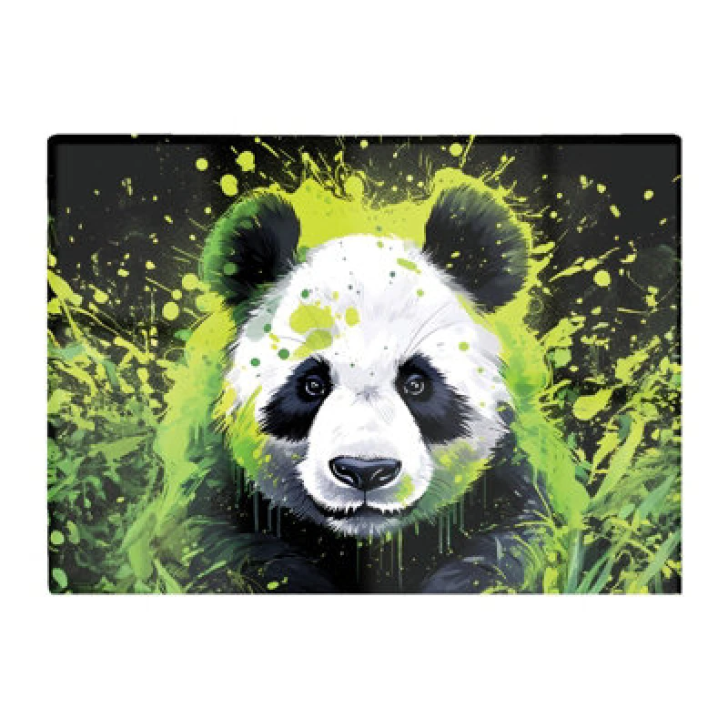 Image of Warren Reed Designer Green Splashart Panda Face Glass Chopping Board