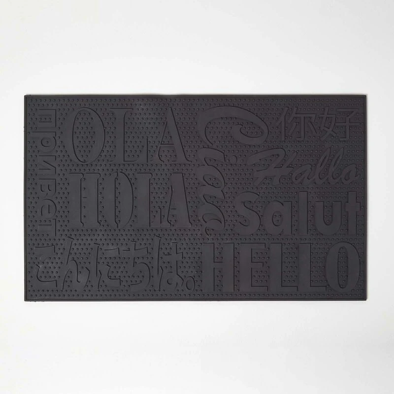 Image of Homescapes Black PVC Welcome Door Mat Black unisex
