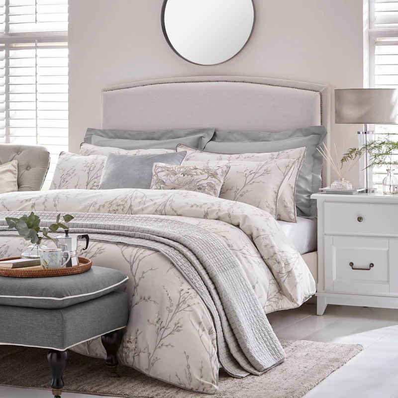 Image of Laura Ashley Pussy Willow Duvet Cover Bedding Set Dove Grey