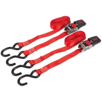 Image of Sealey Ratchet Tie Downs Polyester Webbing 25mm 4m 800kg