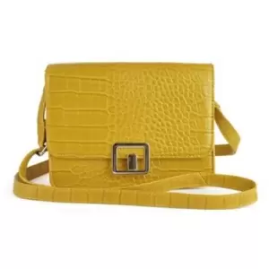 image of Square Lock Crocodile Cross Body Bag (One Size) (Mustard) - Ks Brands