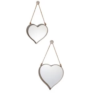 image of Gallery Set of 2 Metal Heart Rustic Mirrors - Cream