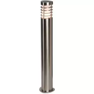 Image of Loops - Outdoor Bollard Light IP44 - Brushed Stainless Steel - 9.2W LED E27 Lamp Post