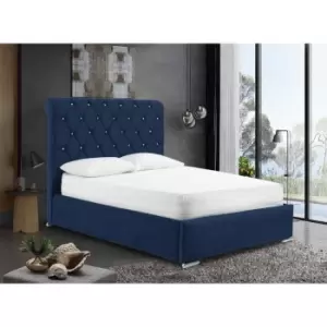 Image of Meripa Bed Double Plush Velvet Blue