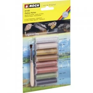 NOCH 61165 Model train powder Paint Grey, Sand, Dust grey, Rust (matt), Brick red, Moss green, Black 1 Set