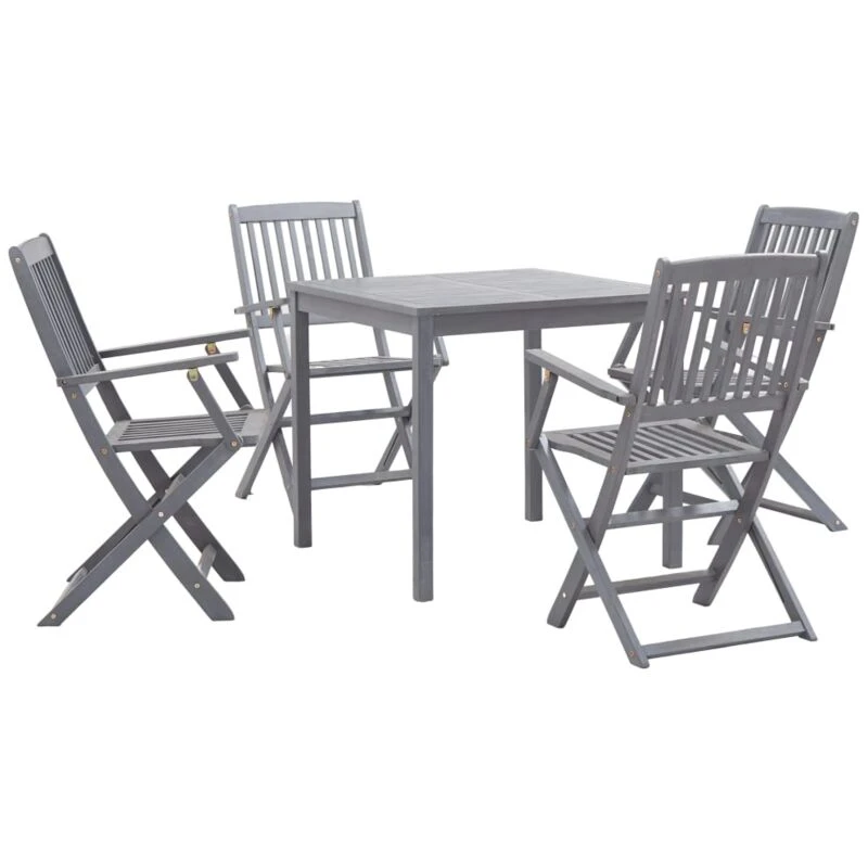 Image of VIDAXL 5 Piece Garden Dining Set Solid Acacia Wood Grey vidaXL 278925