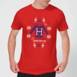 Image of Harry Potter Christmas Sweater Mens T-Shirt - Red - L