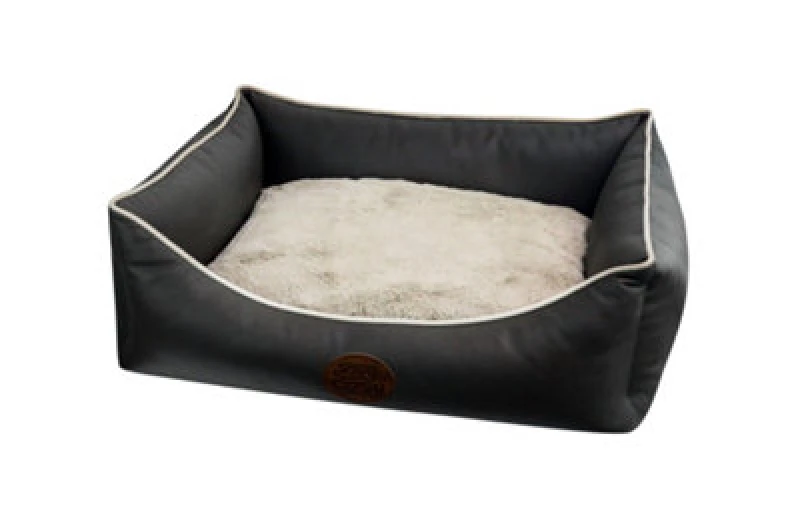 Image of Snug & Cosy Pets Snug And Cosy Tuscany Slate Faux Leather Rectangle Dog Bed Small