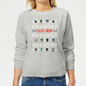 Image of DC Suicide Squad Womens Christmas Sweatshirt - Grey - 3XL