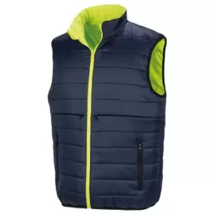 Image of Result Safeguard Mens Reversible Soft Padded Safety Gilet (XL) (Fluorescent Yellow/Navy)
