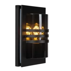 Image of Lucide Privas Large Outdoor Flush Wall Light - Black