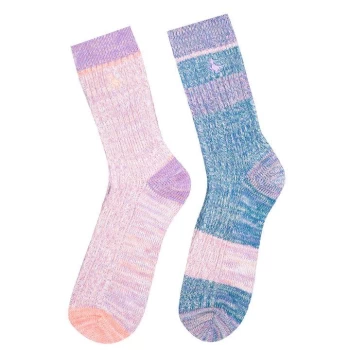 image of Jack Wills Partly Twist Multipack Boot Socks 2 Pack - Multi