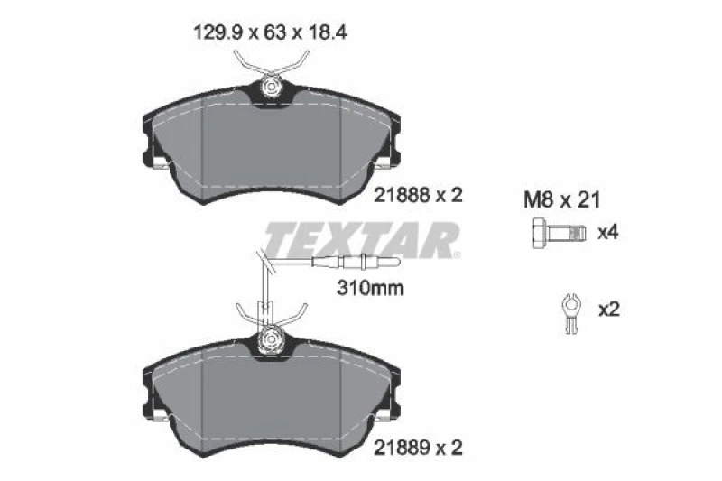 Image of Brake pad set TEXTAR 2188801