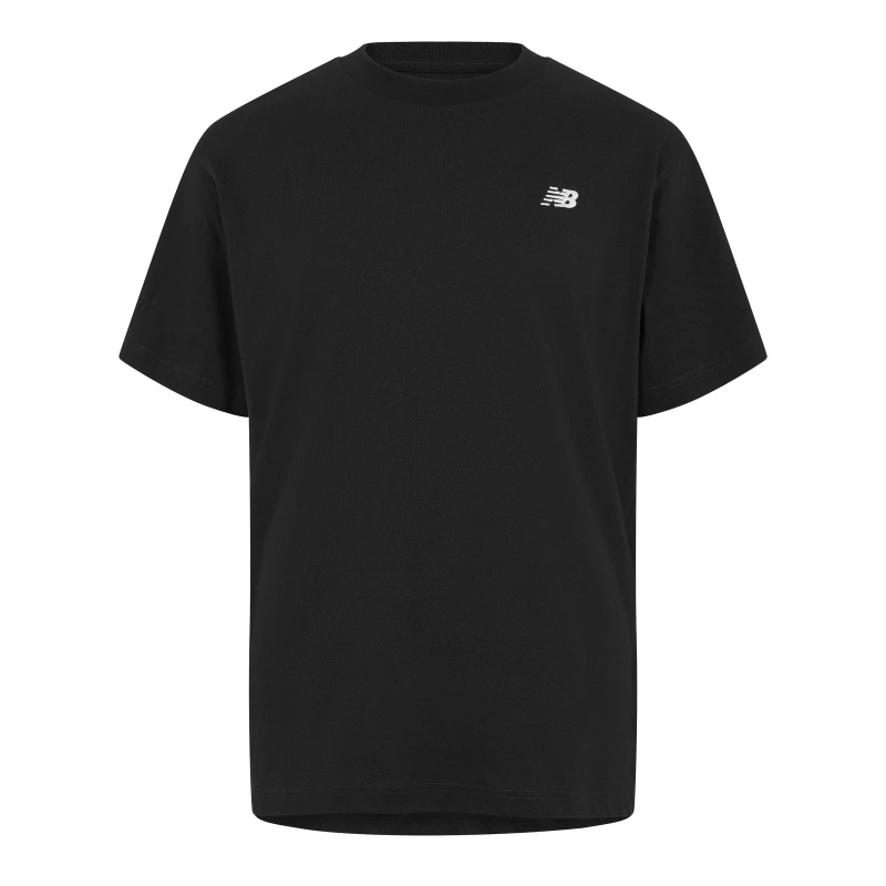 Image of New Balance Cotton T-Shirt with Short Sleeves Black male