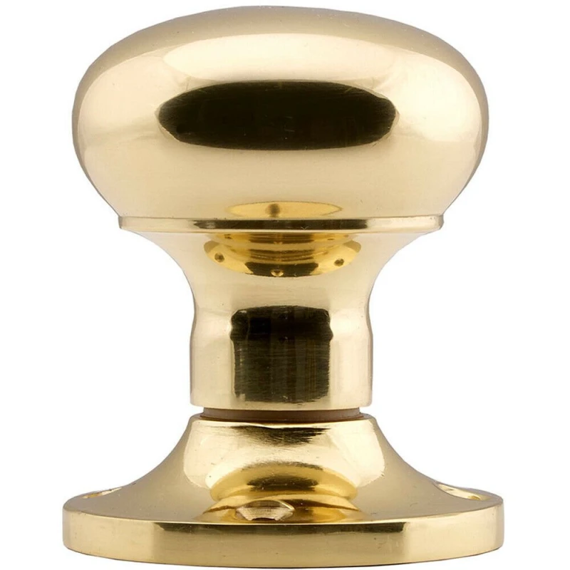 Image of Loops PAIR Mushroom Mortice Door Knob Unsprung 52mm Diameter Polished Brass Metallics unisex
