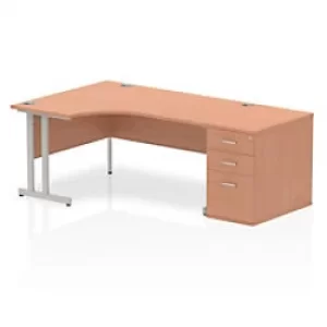 Image of Dynamic Corner Left Hand Desk Beech MFC Cantilever Leg Grey Frame Impulse 2030/1200 x 800/600 x 730mm