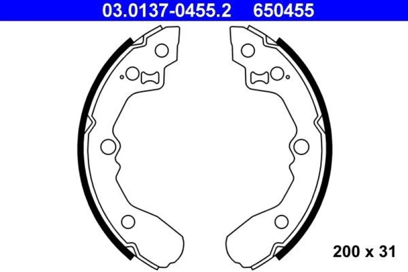 Image of ATE 03.0137-0455.2 Brake Shoes without lever Brake Shoe Set (70)