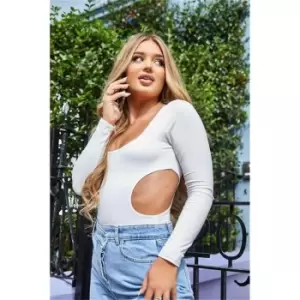 Image of I Saw It First White Premium Super Soft Double Layer Square Neck Cut Out Bodysuit - White