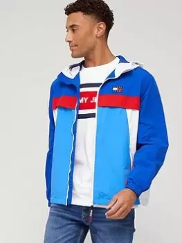 Image of Tommy Jeans Chicago Colour Block Windbreaker Jacket - Cobalt Size L, Men