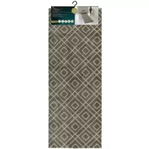 Image of Mega Highly Absorbent Machine Washable Runner Mat, Small Diamond Design, Brown, One Size