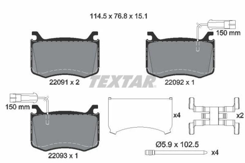 Image of Brake pad set TEXTAR 2209101