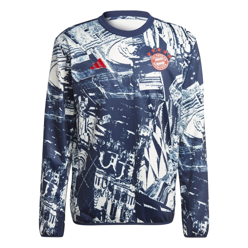 Image of adidas Bayern Munich Pre-Match Warm Up Top 2023 2024 Adults White male M