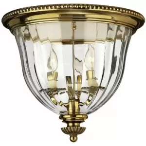 image of Loops - 3 Bulb Flush Light Low Ceiling Burnished Brass LED E14 60W Bulb