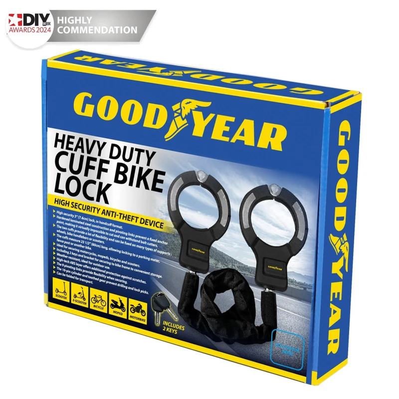 Image of Goodyear Heavy Duty Twin Hardened Steel Weather Resistant Cuff Lock Black unisex One Size