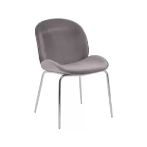 Image of Premier Housewares Dining Chair Mink Velvet Chrome Finish Metal