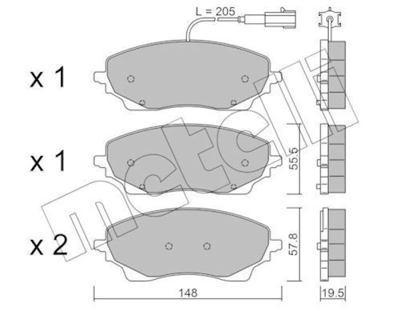 Image of METELLI Brake pad set METELLI 22-1379-0