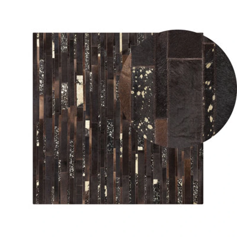 Image of Beliani Rug Artvin Brown 200 X 200 Cm Leather