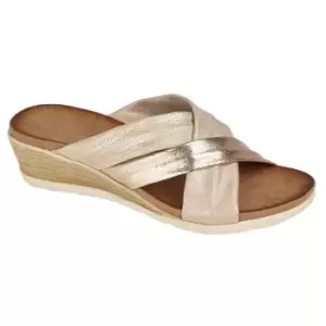 image of Cipriata Womens/Ladies Anella Crossover Wedge Sandals (5 UK) (Champagne/Rose Gold/Gold)