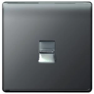 Image of Wickes Single Screwless Flat Plate Master Telephone Socket - Black Nickel