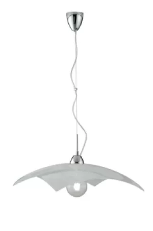 image of Miro Glass Ceiling Pendant, Shiny White, Chrome, E27