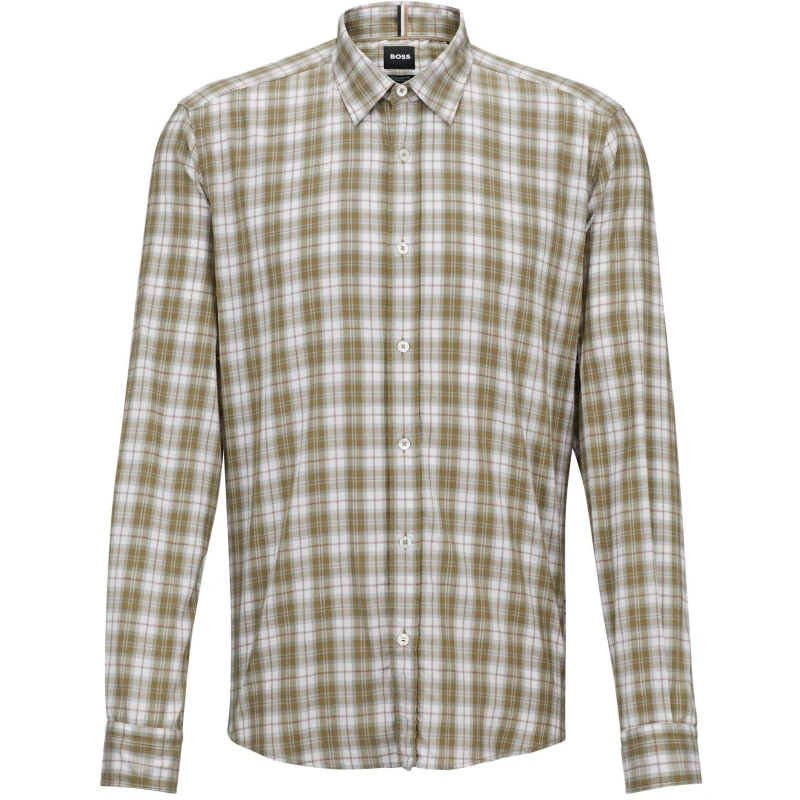 Image of Boss Mens S-Liam-Kent-C1-233 Plain Long-Sleeve Shirt Lt/Pstl Green male M