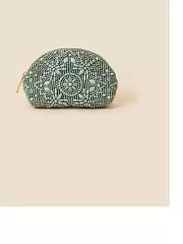 image of Accessorize Beaded Coin Purse, Green, Women