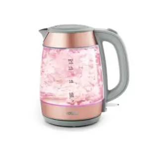 image of Tower Glitz 3KW 1.7L Glass Kettle Blush Pink UK Plug