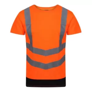 Image of Regatta Mens Pro Hi-Vis Short-Sleeved T-Shirt (L) (Orange/Navy)